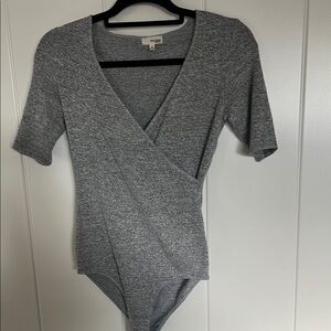 Gray Wrap Bodysuit Top